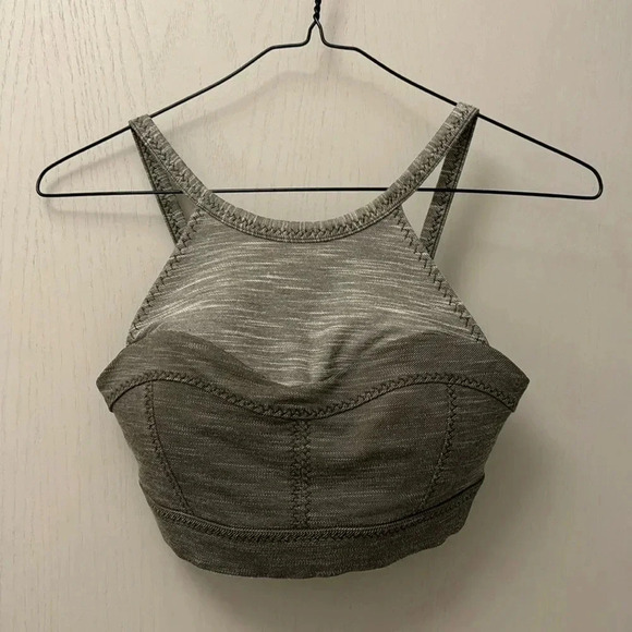 Prana Leily Sports Bra High Neck Caged Strappy Yoga Removable Pads Green - Picture 1 of 6